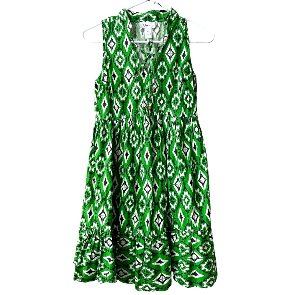 NWOT JAPNA DRESS GREEN/WHITE PRINT